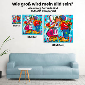 Fröhliche Malerei - Küssendes Paar - Malen nach Zahlen