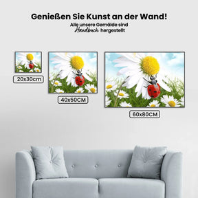 Gänseblümchen - Marienkäfer - Malen nach Zahlen