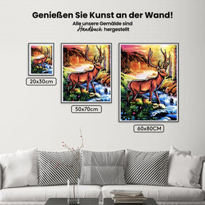 Hirsch am Fluss | Exklusives Design - Malen nach Zahlen