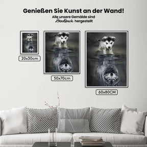 Hunde Wolf Spiegelung - Malen nach Zahlen
