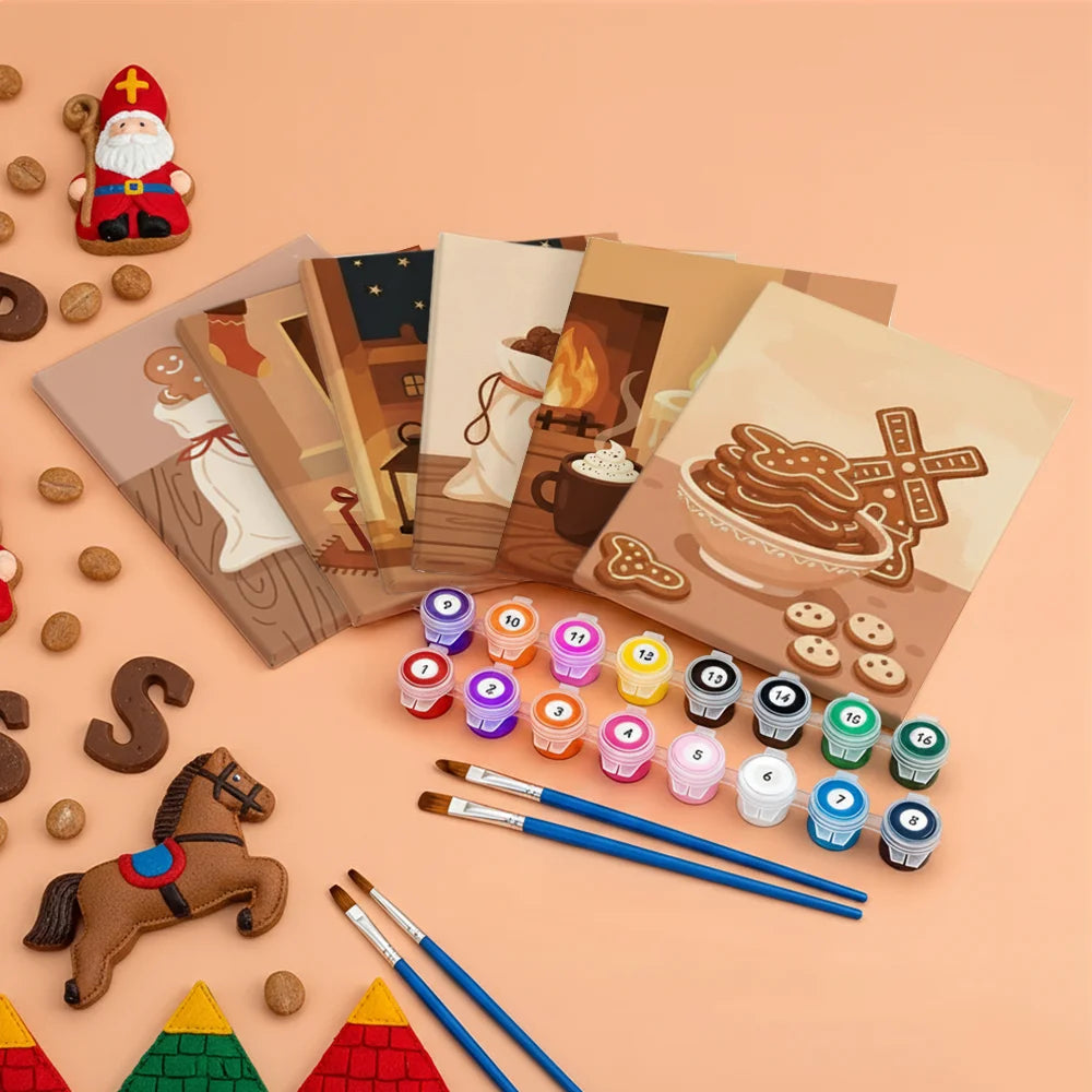 Måla efter siffror - 6 minimålningar | Set med abstrakta affirmationer