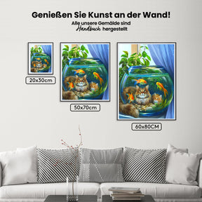 Katzen Im Fischglas - Malen nach Zahlen