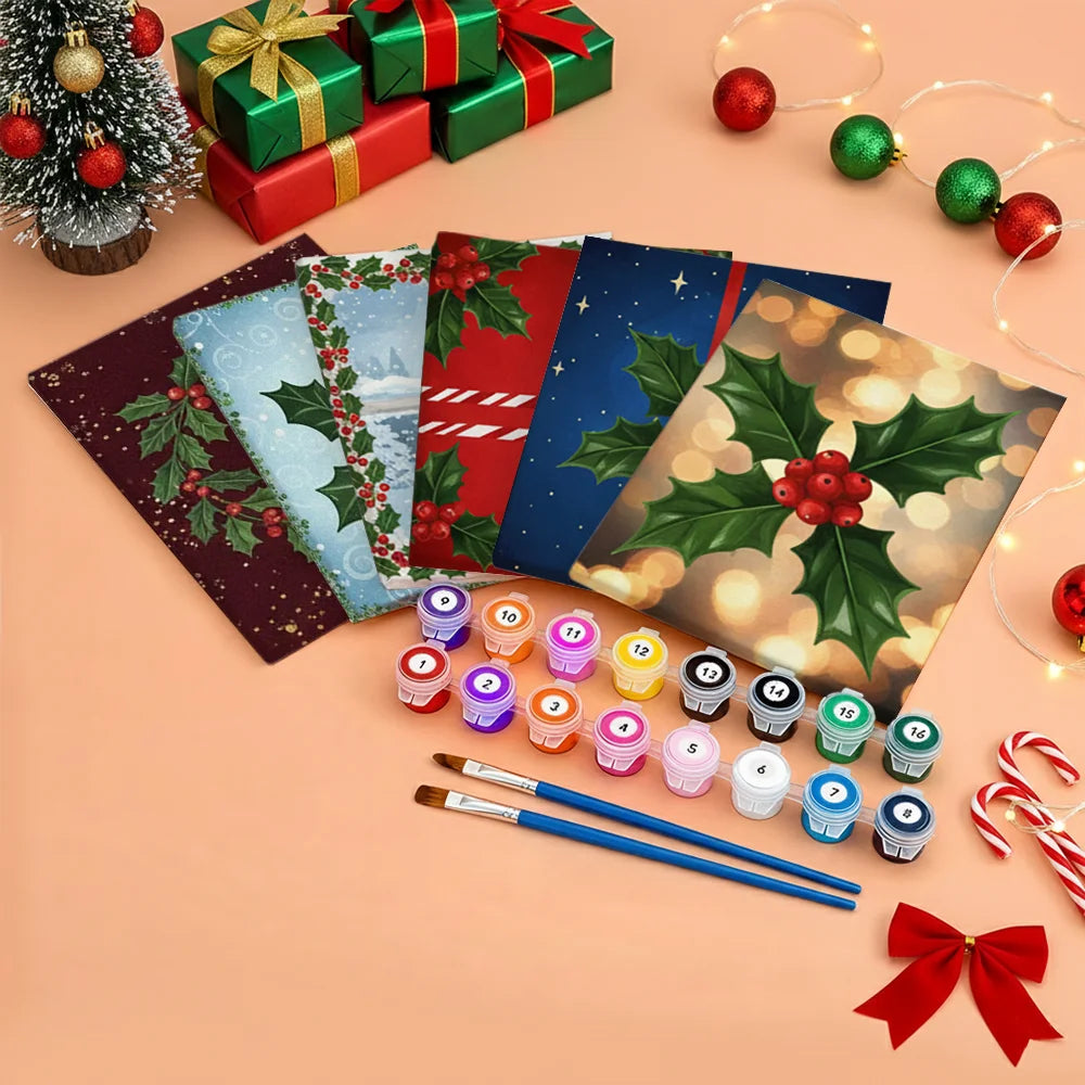 Måla efter siffror - 6 minimålningar | Set med abstrakta affirmationer