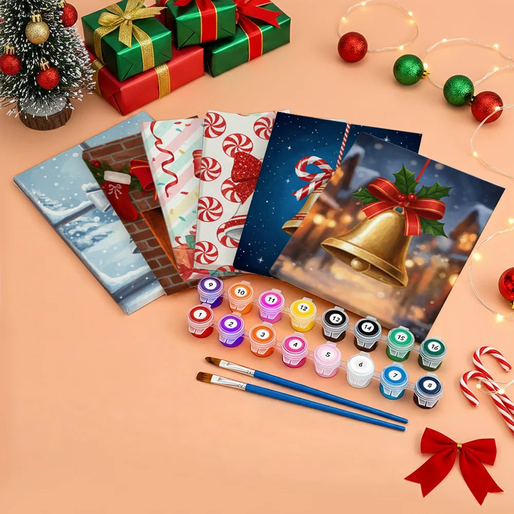 Måla efter siffror - 6 minimålningar | Set med abstrakta affirmationer