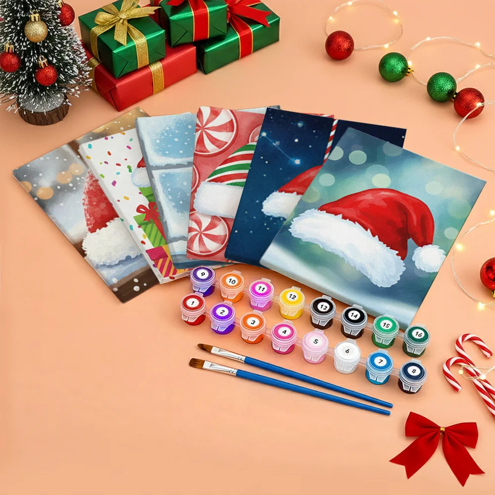 Måla efter siffror - 6 minimålningar | Set med abstrakta affirmationer