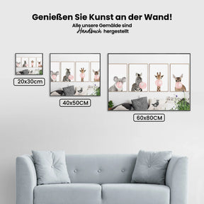 Koala - Zebra - Giraffe - Hirsch | 4 Teile - Malen nach Zahlen