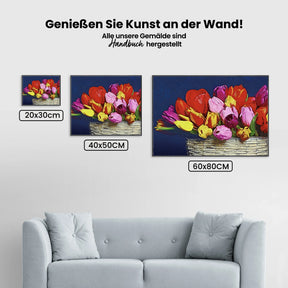 Korb voller Blumen | Exklusives Design - Malen nach Zahlen