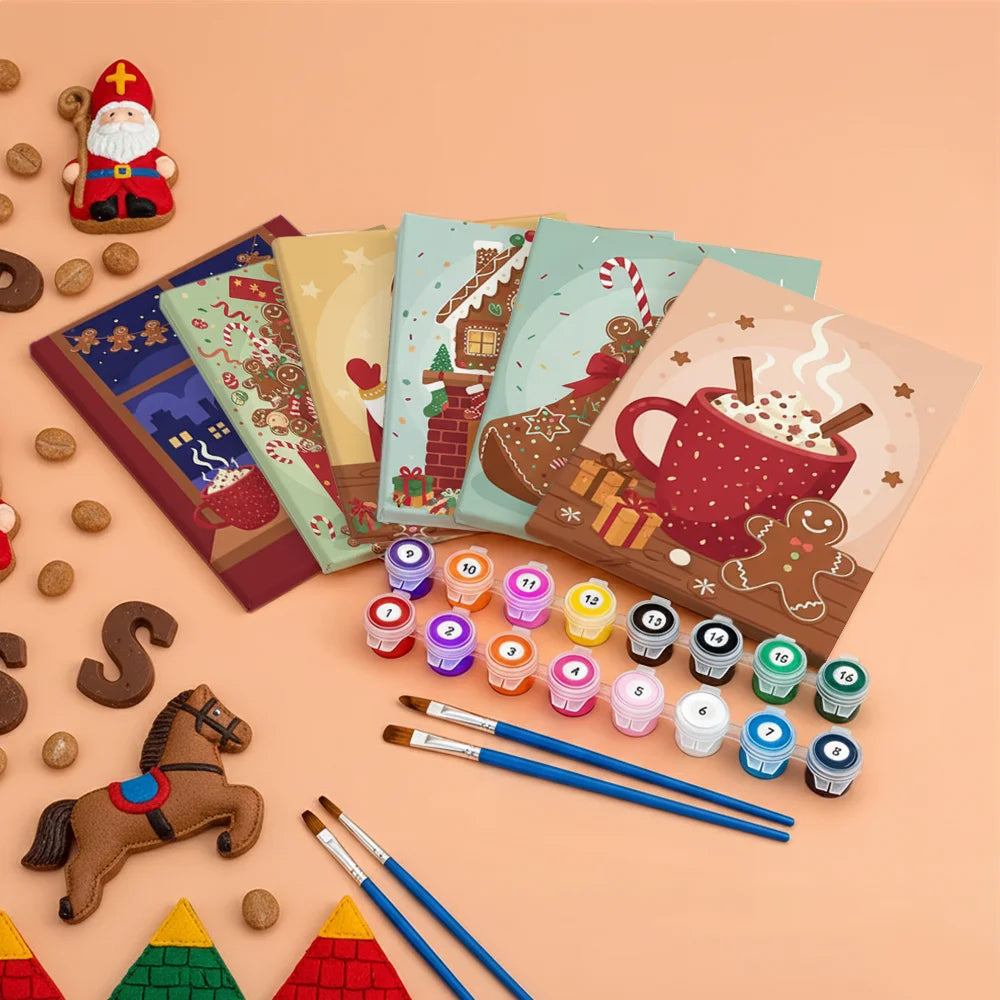 Måla efter siffror - 6 minimålningar | Set med abstrakta affirmationer