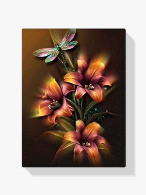 Libelle Mit Blumen - Malen nach Zahlen