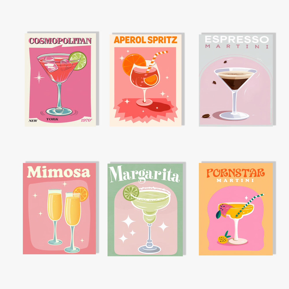 Malen nach Zahlen &#8211; 6 Mini-Gemälde Buntes Cocktail-Set-5