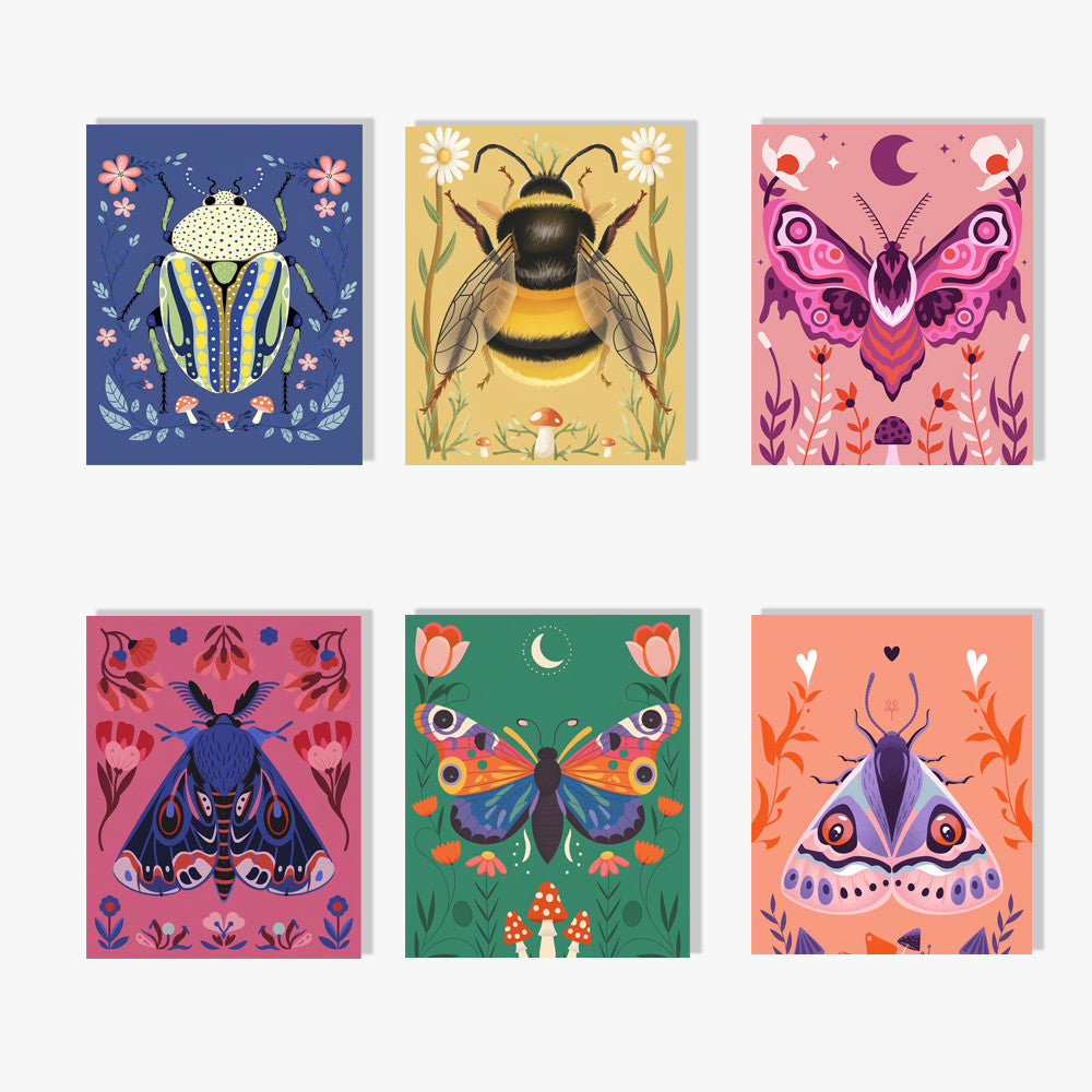 Malen nach Zahlen &#8211; 6 Mini-Gemälde Insekt Edition-Set-1