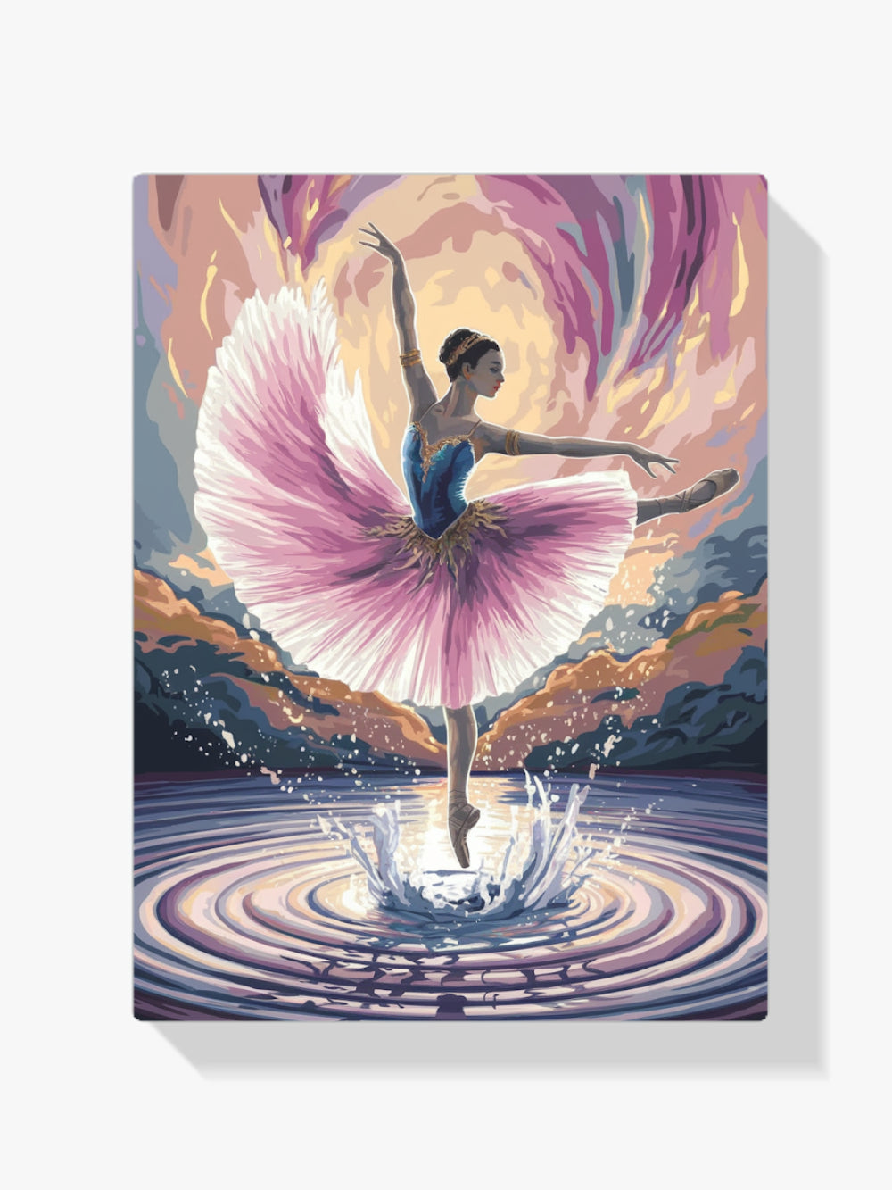 Malen nach Zahlen &#8211; Ballerina tanzt auf Wasser mit Spritzern V1-1