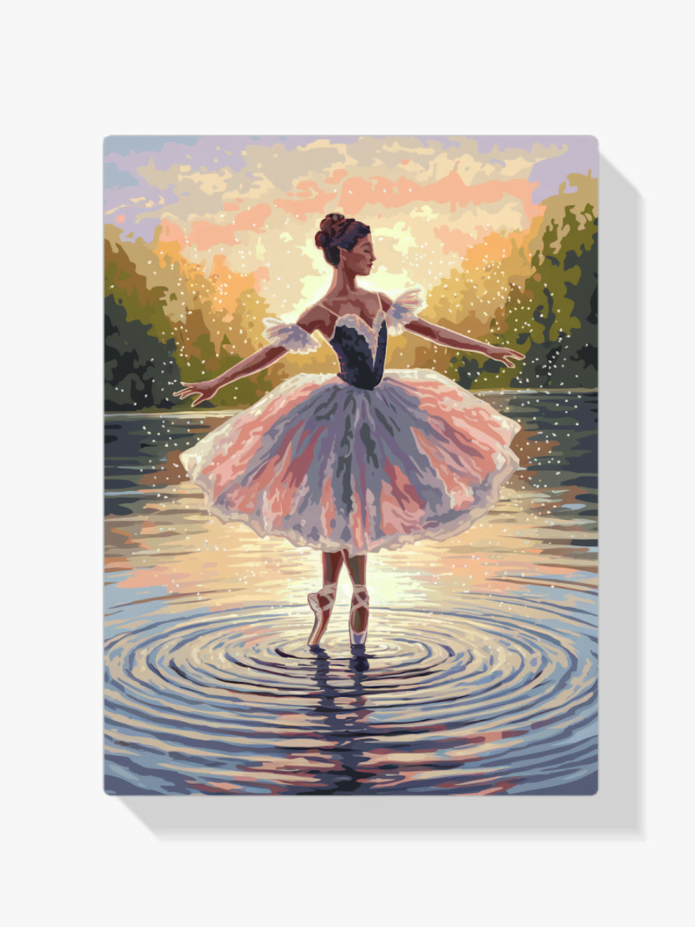 Malen nach Zahlen &#8211; Ballerina tanzt auf Wasser mit Spritzern V2-1