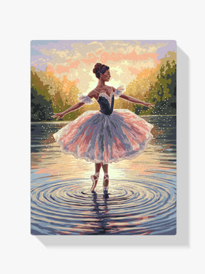 Måla efter siffror - Ballerina som dansar på vatten med stänk V2