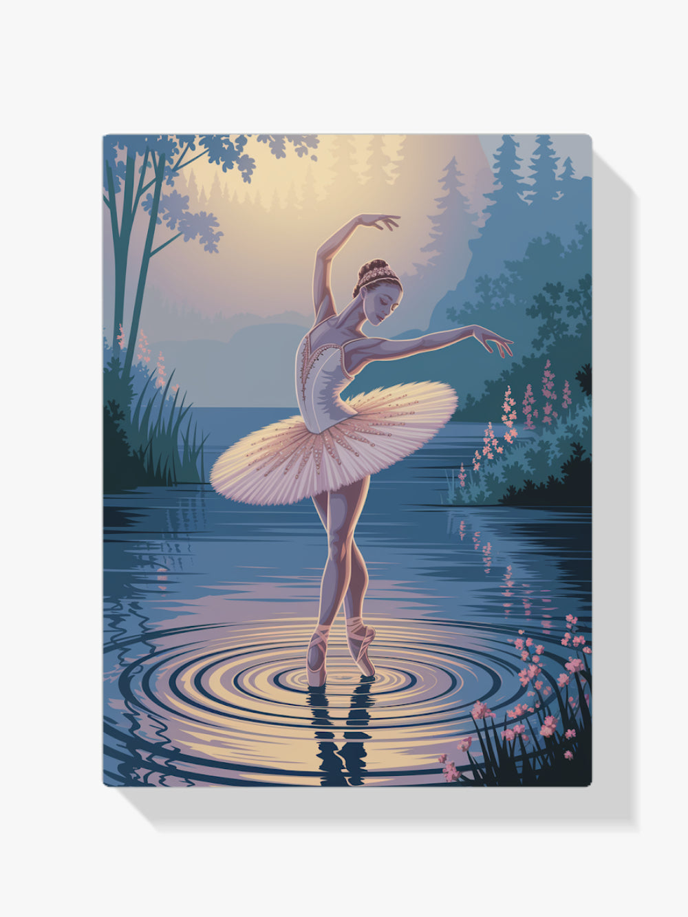 Malen nach Zahlen &#8211; Ballerina tanzt auf Wasser mit Spritzern V3-1