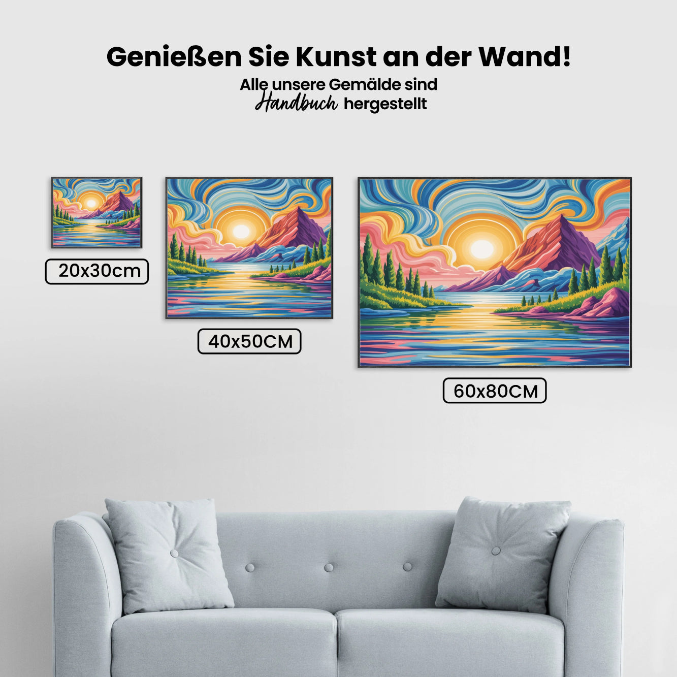 Måla efter siffror - Målad himmel, reflekterande sjö