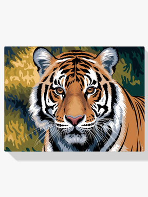 Måla efter siffror - Närbild av ett tigeransikte med genomträngande ögon