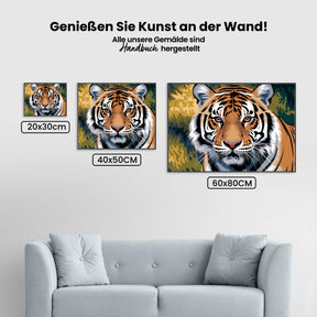 Måla efter siffror - Närbild av ett tigeransikte med genomträngande ögon