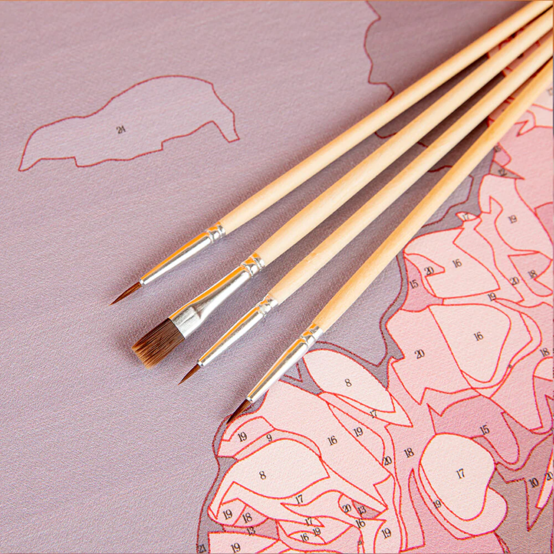 Malen nach Zahlen Pinsel in Großaufnahme