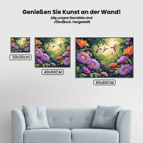 Måla efter siffror - Frodig regnskog med exotiska blommor och fåglar