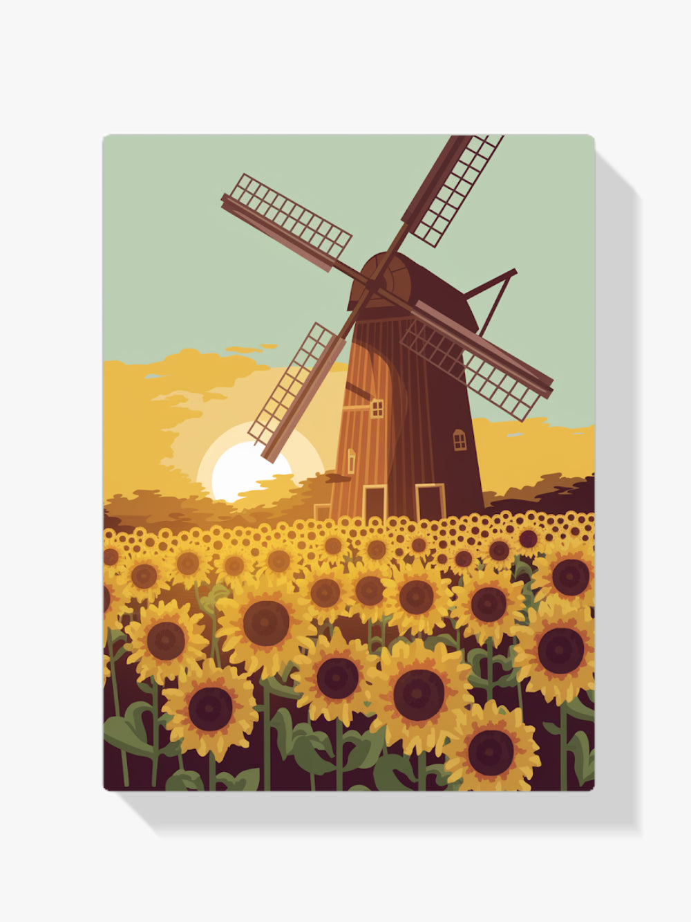 Malen nach Zahlen &#8211; Windmühle in einem Sonnenblumenfeld-1
