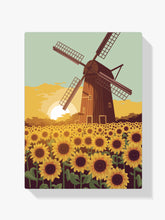 Malen nach Zahlen &#8211; Windmühle in einem Sonnenblumenfeld-1