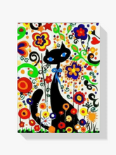 Malen nach Zahlen – Abstrakte Katze mit Blumen
