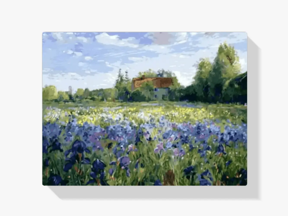 Malen nach Zahlen – Blaues Blumenfeld
