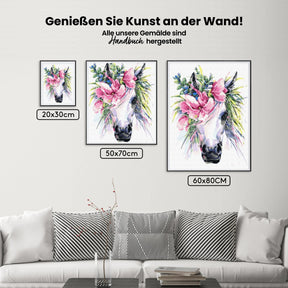 Malen nach Zahlen – Blumen Einhorn