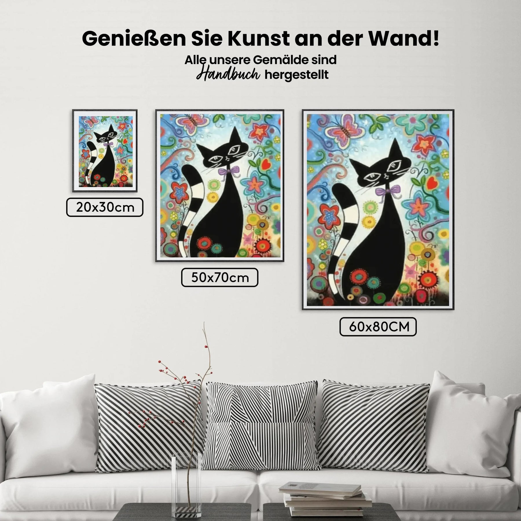 Malen nach Zahlen – Blumen und Katze