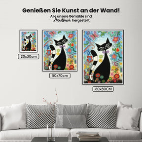 Malen nach Zahlen – Blumen und Katze