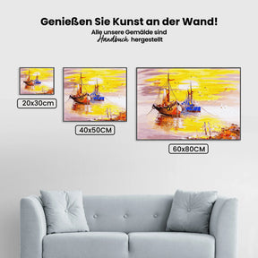 Malen nach Zahlen – Boote bei Sonnenuntergang