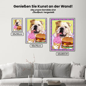 Malen nach Zahlen – Bulldog-Hamburger