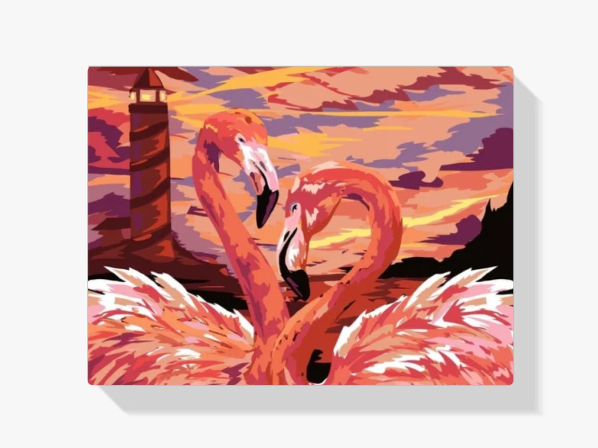Malen nach Zahlen – Flamingo Liebespaar