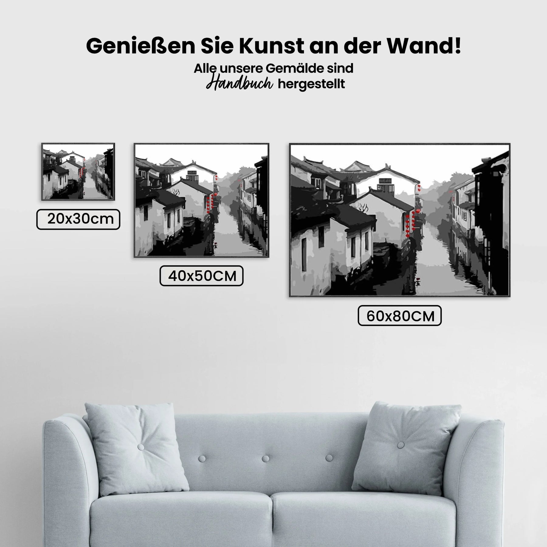 Malen nach Zahlen – Graustufen Wasser Stadt