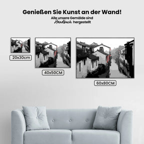 Malen nach Zahlen – Graustufen Wasser Stadt