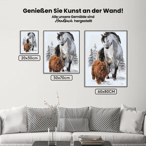 Malen nach Zahlen – Hund mit Pferd