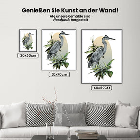 Malen nach Zahlen – Reiher im Laub