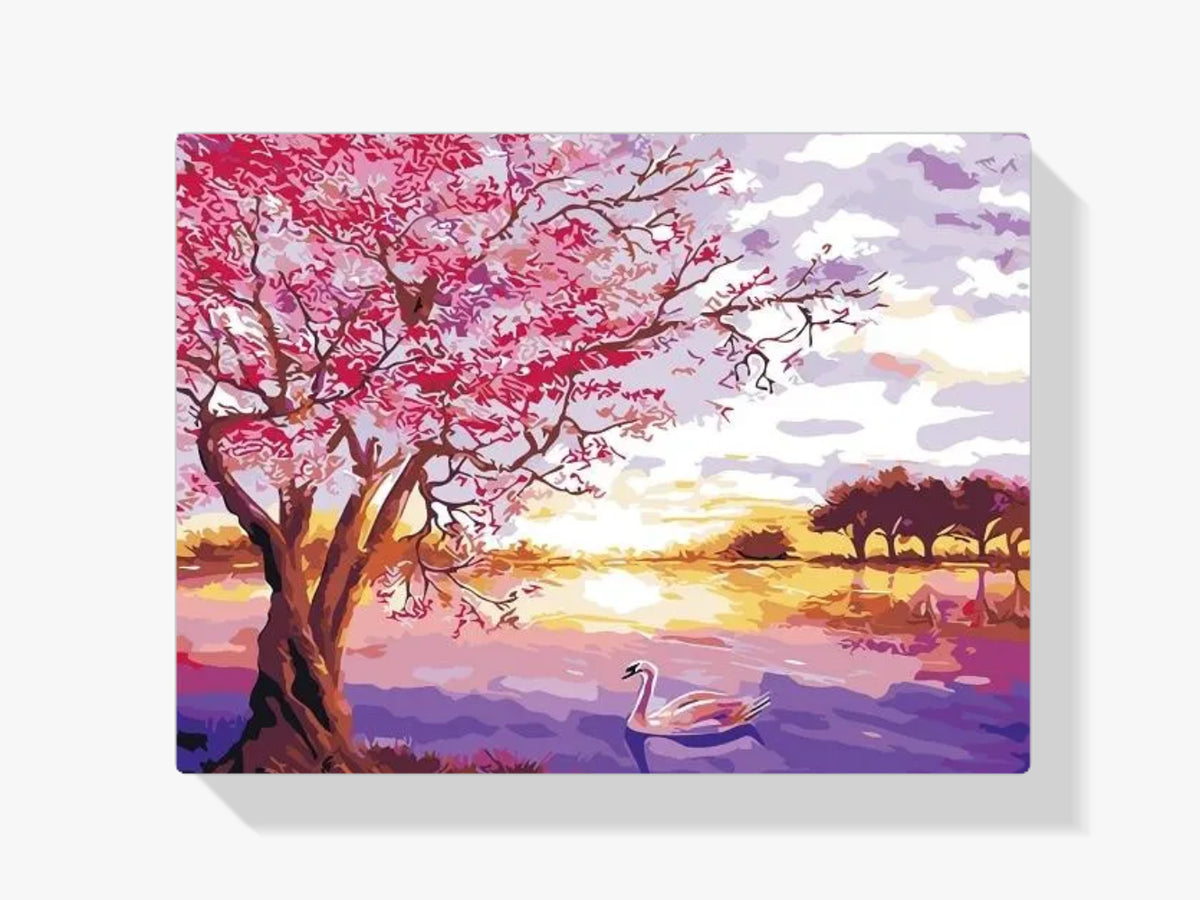 Malen nach Zahlen – Rosa Blüten