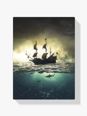 Malen nach Zahlen – Segelschiff mit Haien