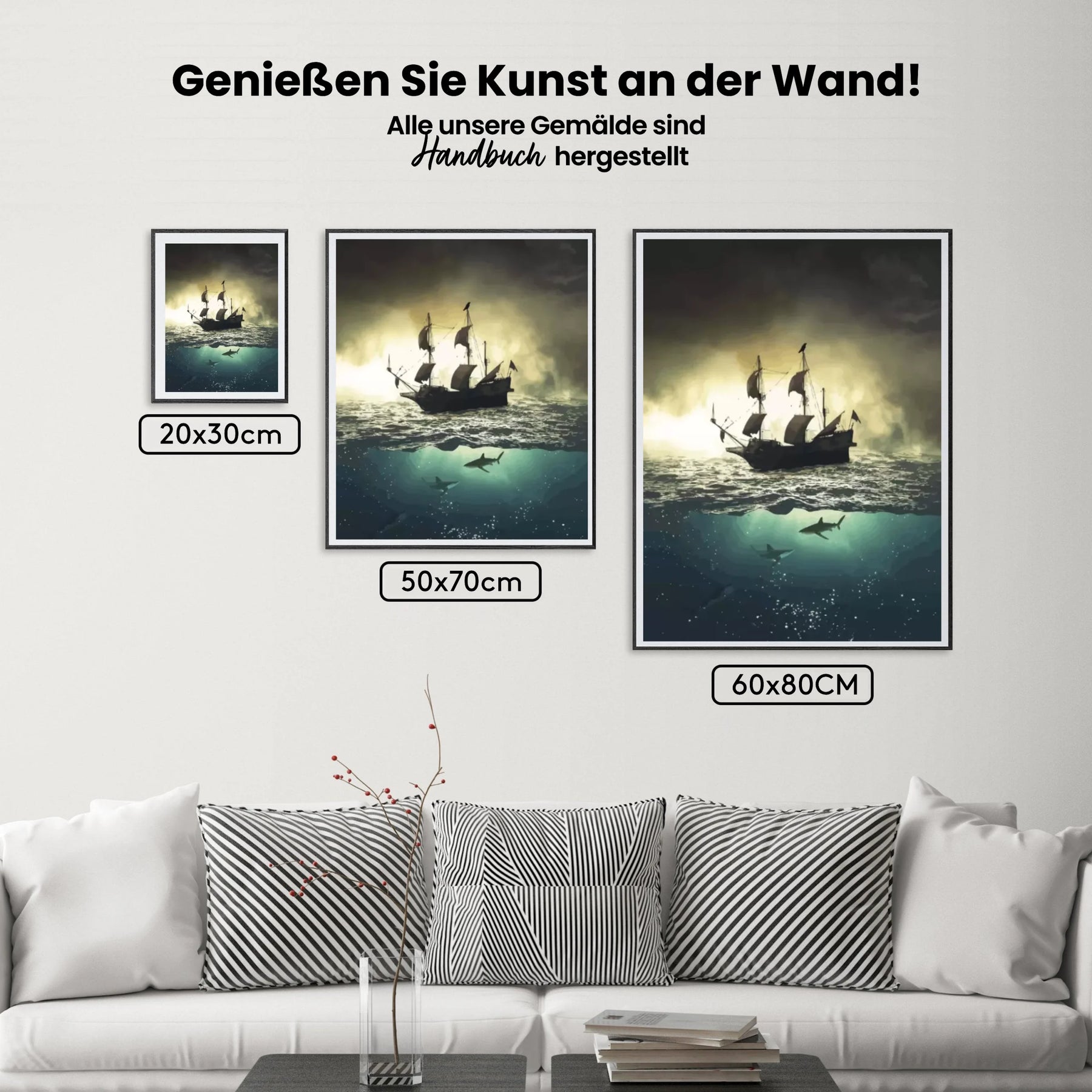 Malen nach Zahlen – Segelschiff mit Haien-2