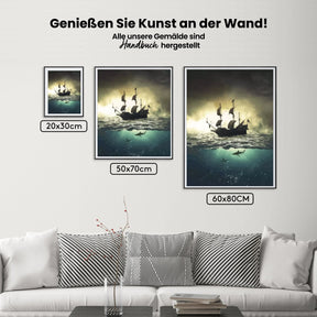 Malen nach Zahlen – Segelschiff mit Haien-2