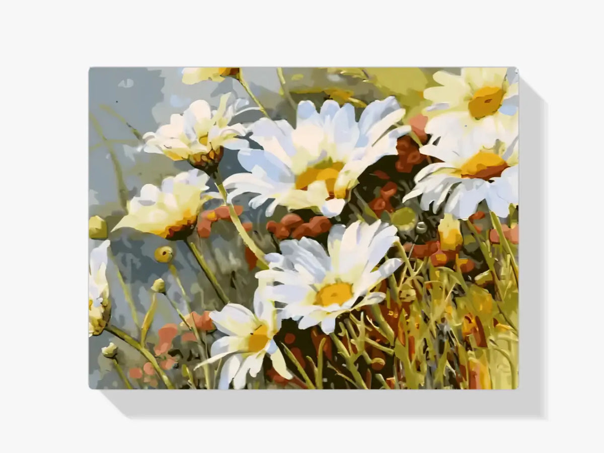 Malen nach Zahlen – Weiße Blumen im Feld