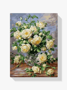 Malen nach Zahlen – Weiße Blumen in Vase