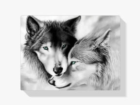 Malen nach Zahlen – Weißes Wolfs-Paar