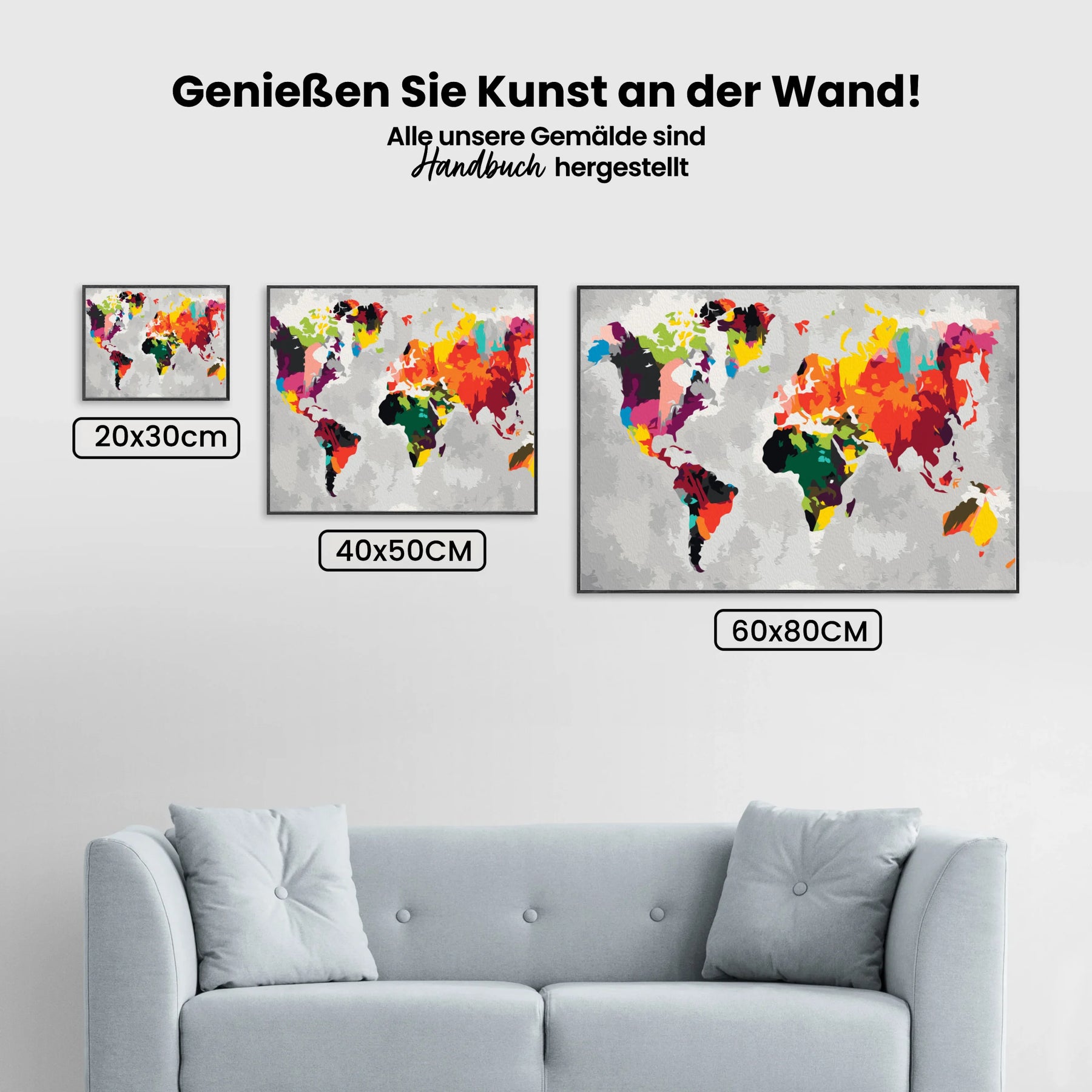 Malen nach Zahlen – Weltkarte (Brauntöne)