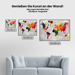 Malen nach Zahlen – Weltkarte (Brauntöne)