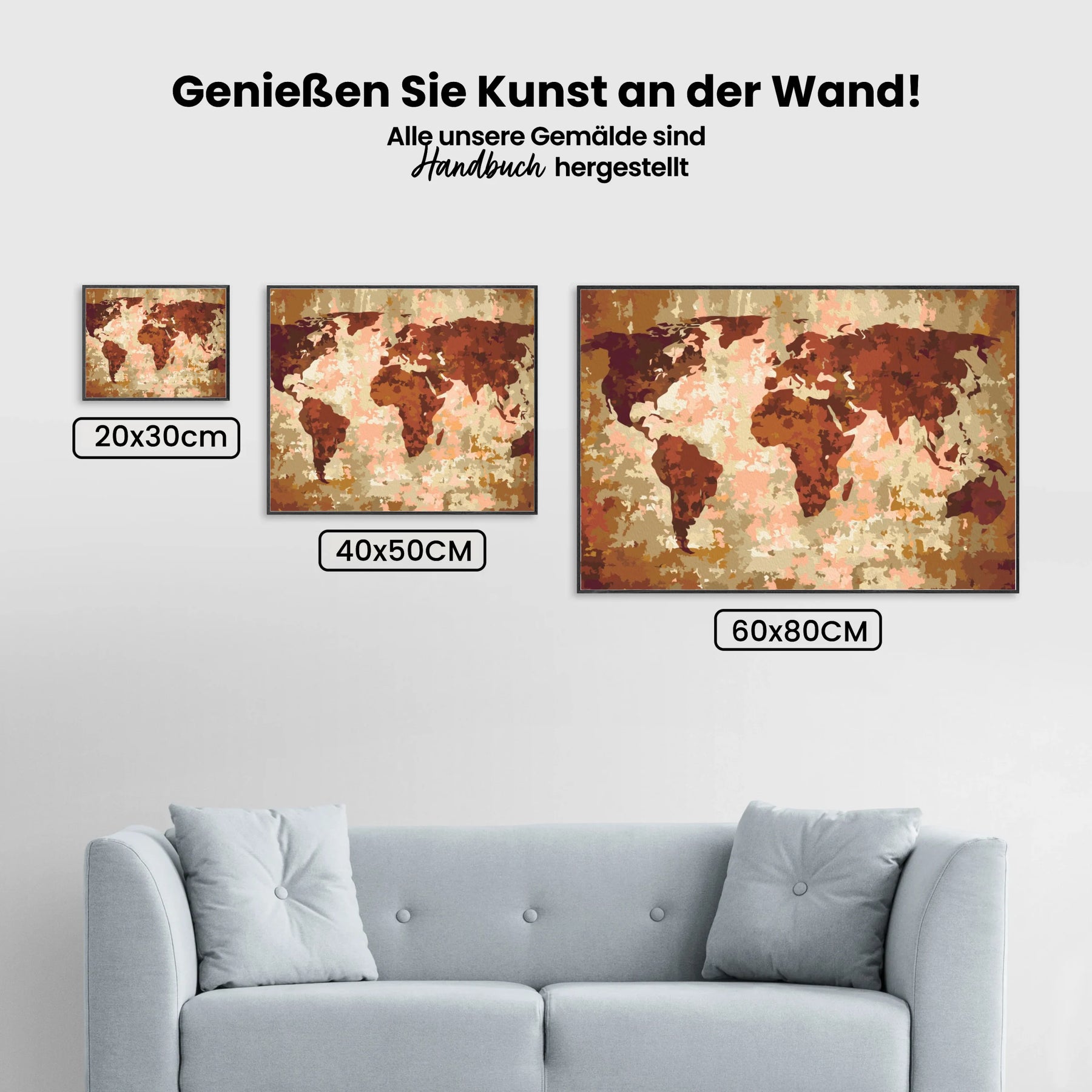 Malen nach Zahlen – Weltkarte (Erdfarben)