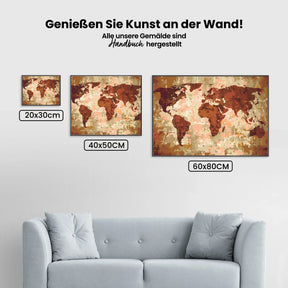 Malen nach Zahlen – Weltkarte (Erdfarben)