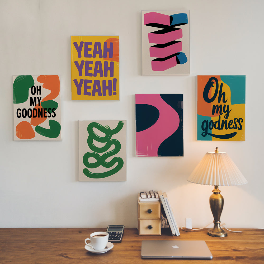 Måla efter siffror - 6 minimålningar | Set med abstrakta affirmationer